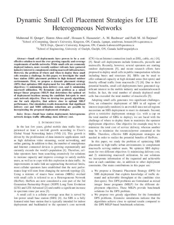 (PDF) Dynamic small cell placement strategies for LTE Heterogeneous ...