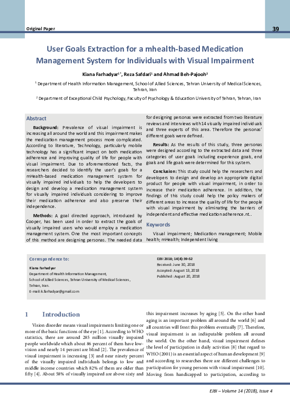(PDF) User Goals Extraction for a mhealthbased Medication Management