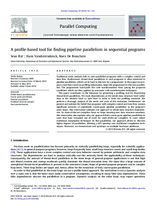 (PDF) A profile-based tool for finding pipeline parallelism in ...