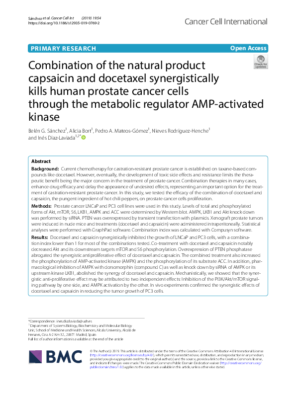 (PDF) Combination of the natural product capsaicin and docetaxel ...