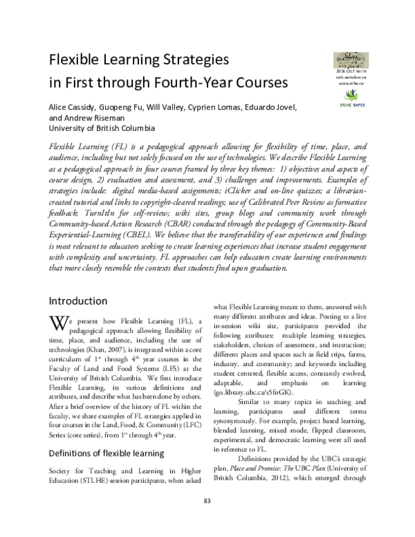(PDF) Flexible Learning Strategies in First through Fourth-Year Courses