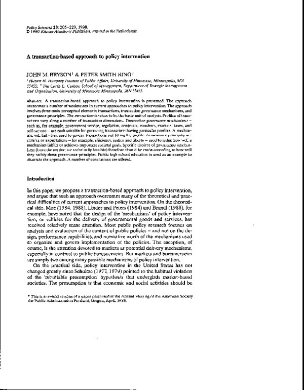 (PDF) A transaction-based approach to policy intervention