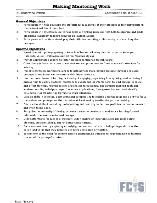 (PDF) Making mentoring work