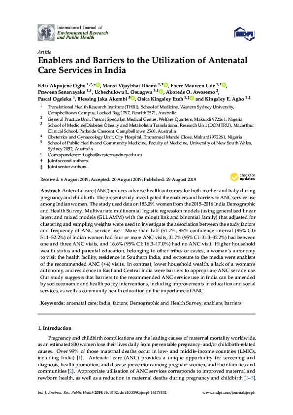 (PDF) Enablers and Barriers to the Utilization of Antenatal Care ...