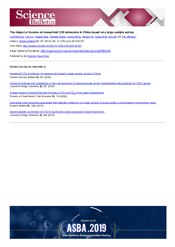 (PDF) The impact of income on household CO2 emissions in China based on ...