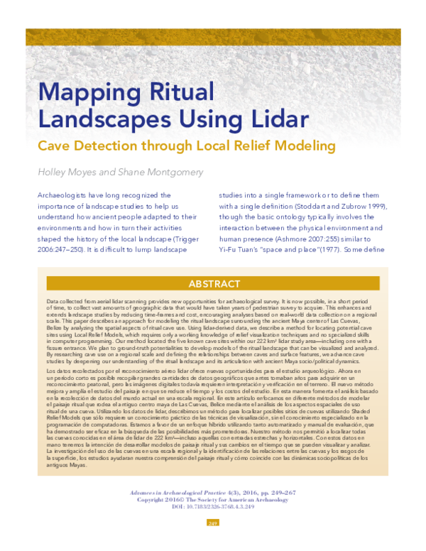(PDF) Mapping Ritual Landscapes Using Lidar Cave Detection through ...