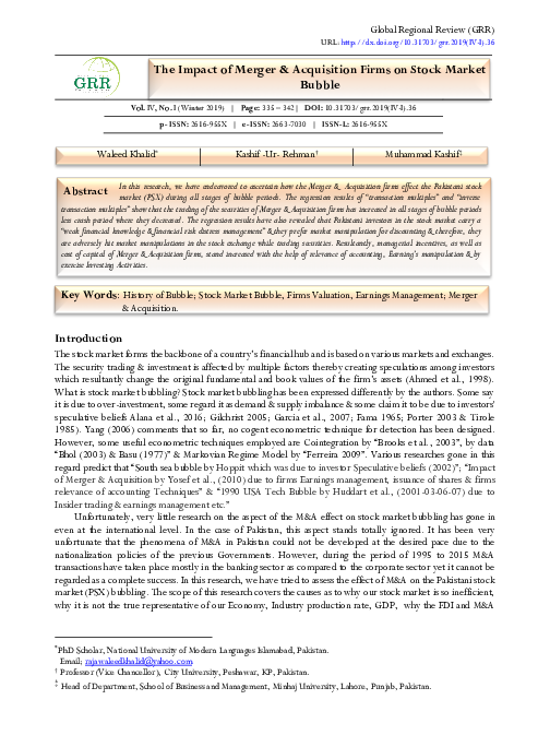 (PDF) The Impact of Merger and Acquisition Firms on Stock Market Bubble