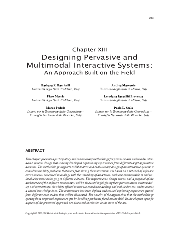 (PDF) Designing Pervasive and Multimodal Interactive Systems