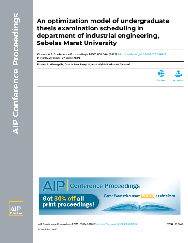 (PDF) An optimization model of undergraduate thesis examination ...