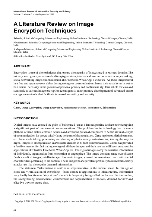 (PDF) A Literature Review on Image Encryption Techniques