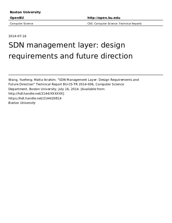 (PDF) SDN Management Layer: Design Requirements and Future Direction
