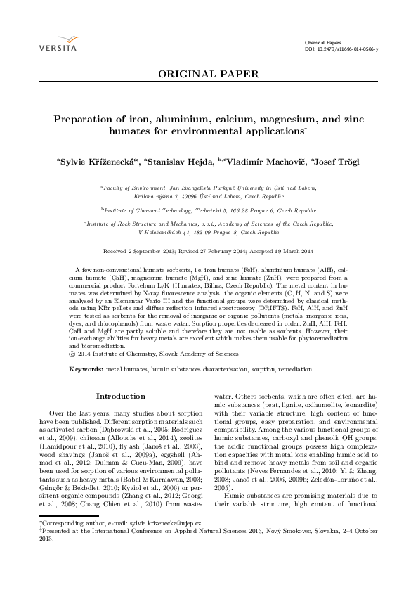 (PDF) Preparation of iron, aluminium, calcium, magnesium, and zinc ...