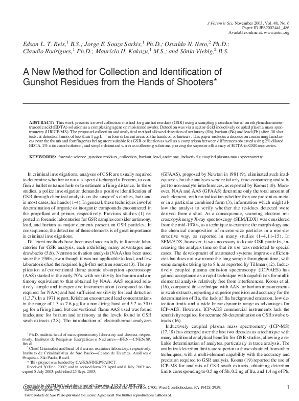 (PDF) A new method for collection and identification of gunshot ...