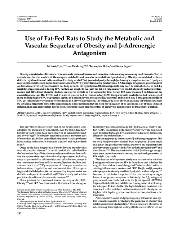 (PDF) Use of fat-fed rats to study the metabolic and vascular sequelae ...