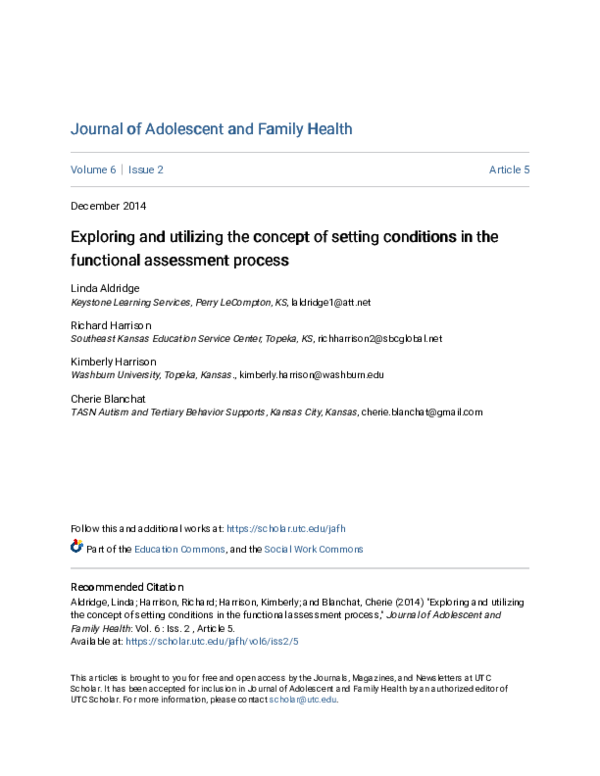 (PDF) Exploring And Utilizing The Concept Of Setting Conditions In The ...