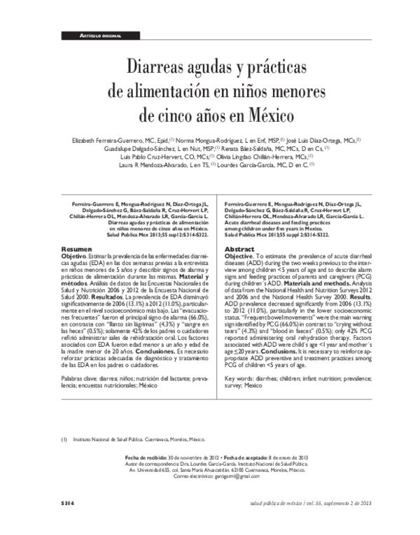 (PDF) [Acute diarrheal diseases and feeding practices among children ...