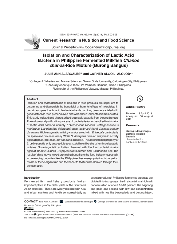 (PDF) Isolation and characterization of lactic acid bacteria from dochi ...