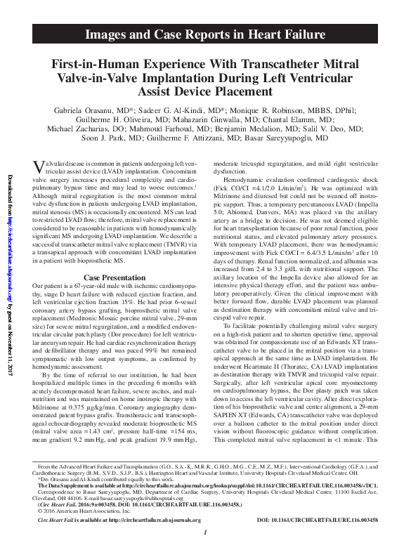 (PDF) First-in-Human Experience With Transcatheter Mitral Valve-in ...