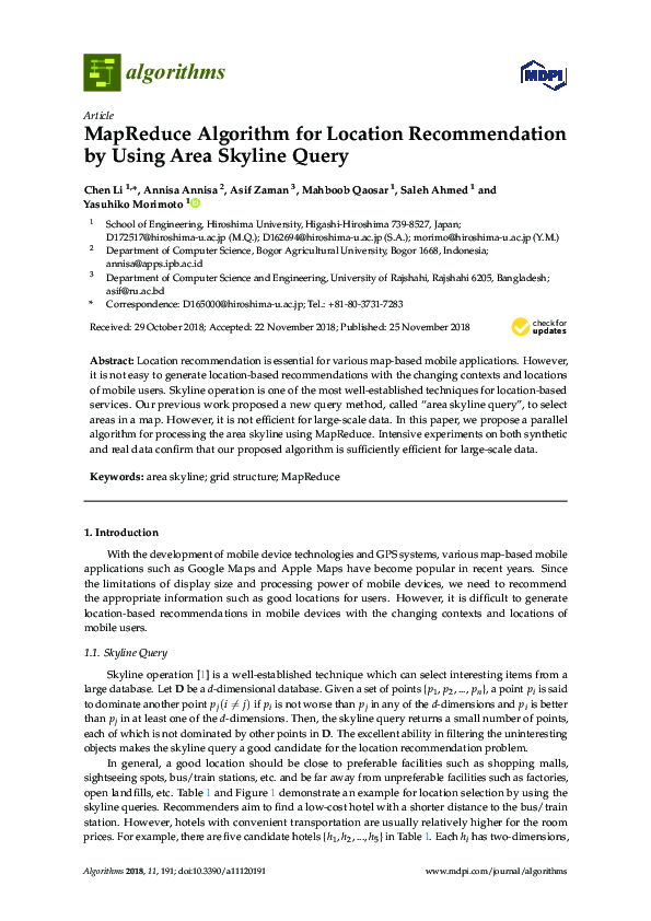 (PDF) MapReduce Algorithm for Location Recommendation by Using Area ...