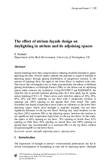 (PDF) The effect of atrium façade design on daylighting in atrium and ...