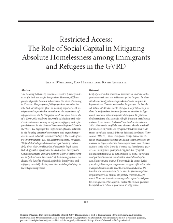 (PDF) Restricted Access: The Role of Social Capital in Mitigating ...