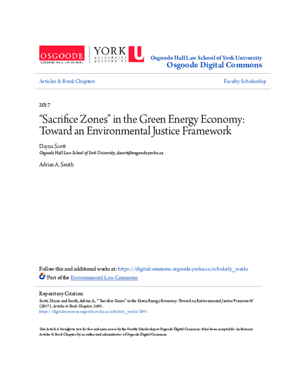 (PDF) “Sacrifice Zones” in the Green Energy Economy Toward an