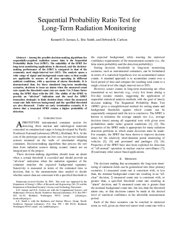 (PDF) Sequential probability ratio test for long-term radiation monitoring