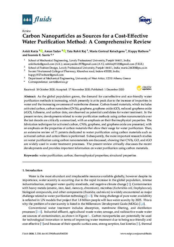 (PDF) Carbon Nanoparticles as Sources for a Cost-Effective Water ...