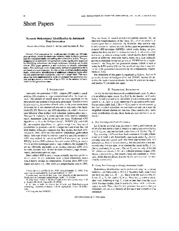 (PDF) Dynamic redundancy identification in automatic test generation