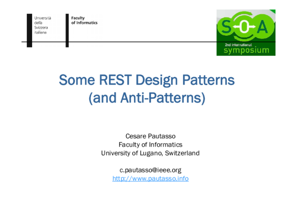 (PDF) Some REST Design Patterns (and Anti-Patterns)