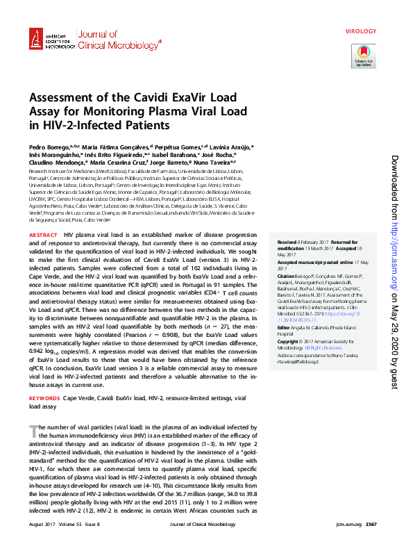 (PDF) Assessment of the Cavidi ExaVir™ Load assay for monitoring plasma ...