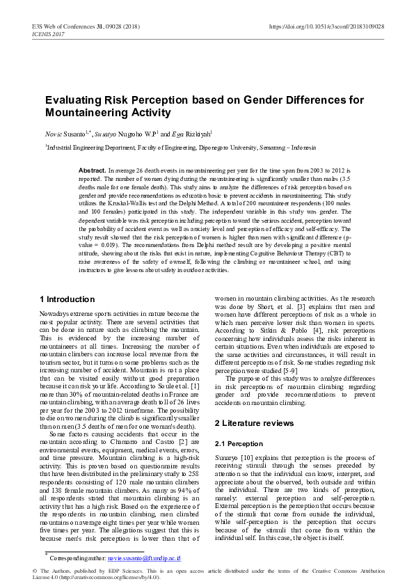 (PDF) Evaluating Risk Perception based on Gender Differences for ...