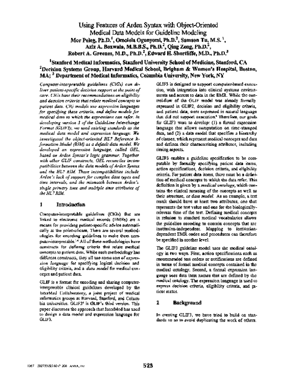 (PDF) Using features of Arden Syntax with object-oriented medical data ...