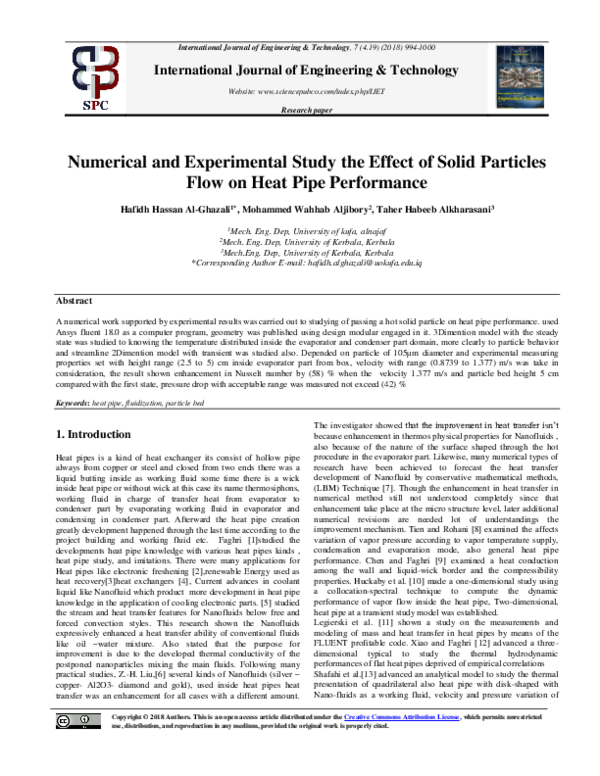 (PDF) Numerical and Experimental Study the Effect of Solid Particles ...