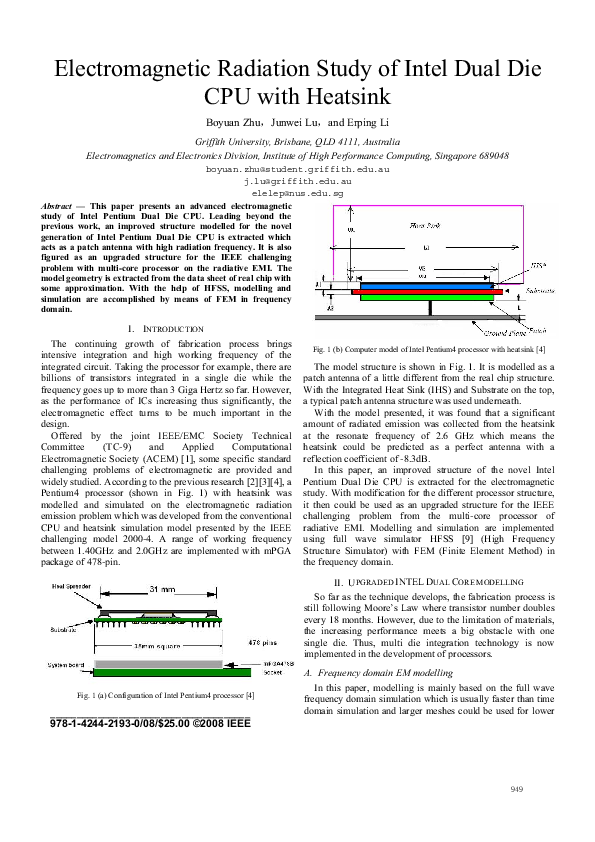(PDF) Electromagnetic radiation study of Intel Dual Die CPU with heatsink