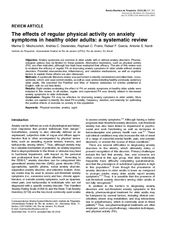 (PDF) The effects of regular physical activity on anxiety symptoms in ...