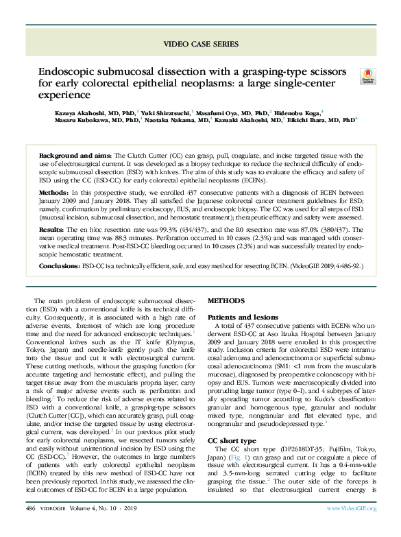 (PDF) Endoscopic submucosal dissection with a grasping-type scissors ...