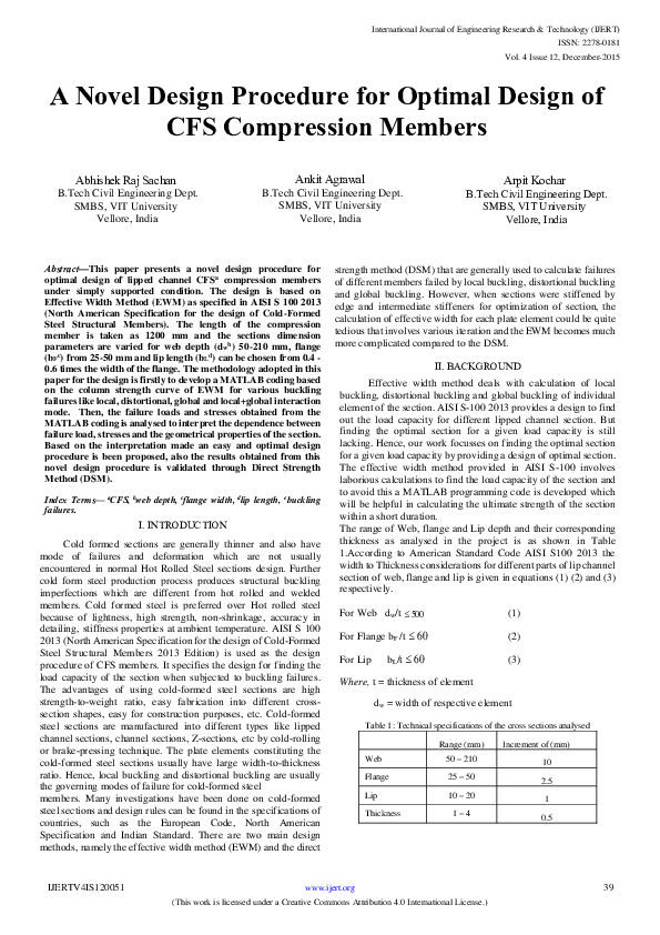 (PDF) A Novel Design Procedure for Optimal Design of CFS Compression ...