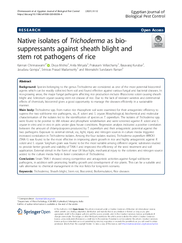 (PDF) Native isolates of Trichoderma as bio-suppressants against sheath ...