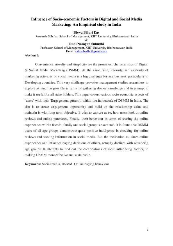 (PDF) Influence of Socio-Economic Factors in Digital and Social Media ...