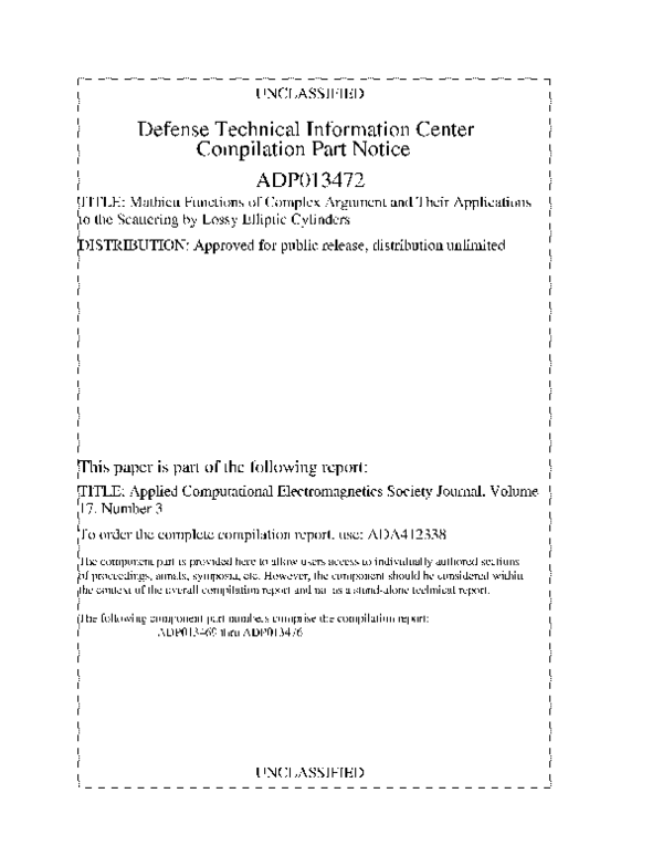 (PDF) Mathieu functions of complex arguments and their applications to ...
