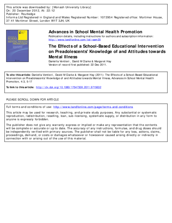 (PDF) The Effects of a School-Based Educational Intervention on ...