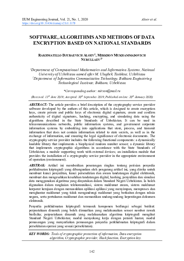 (PDF) Software, Algorithms and Methods of Data Encryption Based on ...
