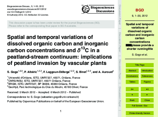 (PDF) Spatial and temporal variations of dissolved organic carbon and ...