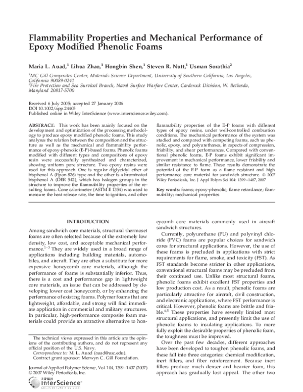 (PDF) Flammability properties and mechanical performance of epoxy ...