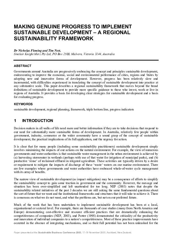 (PDF) Making Genuine Progress to Implement Sustainable Development - a ...