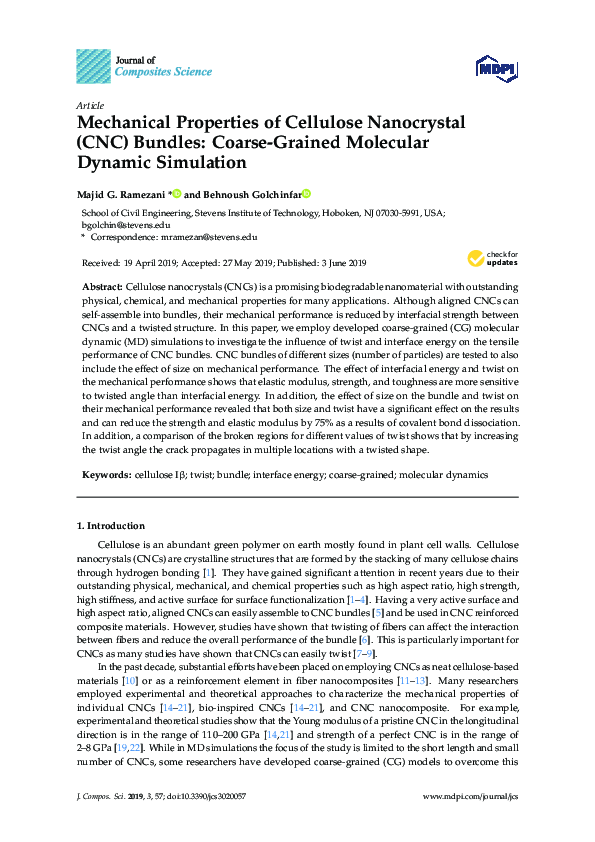 (PDF) Mechanical Properties of Cellulose Nanocrystal (CNC) Bundles ...