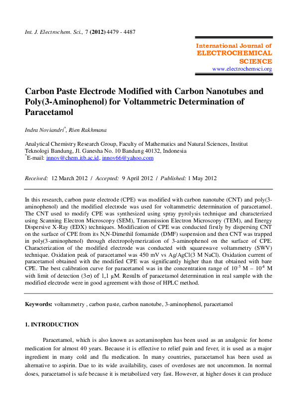 (PDF) Carbon Paste Electrode Modified with Carbon Nanotubes and Poly(3 ...
