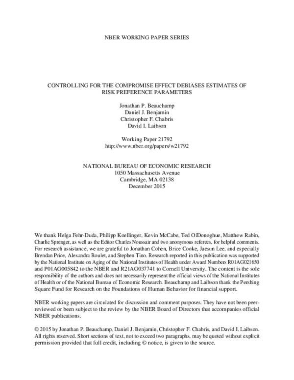 (PDF) Controlling for the Compromise Effect Debiases Estimates of Risk ...