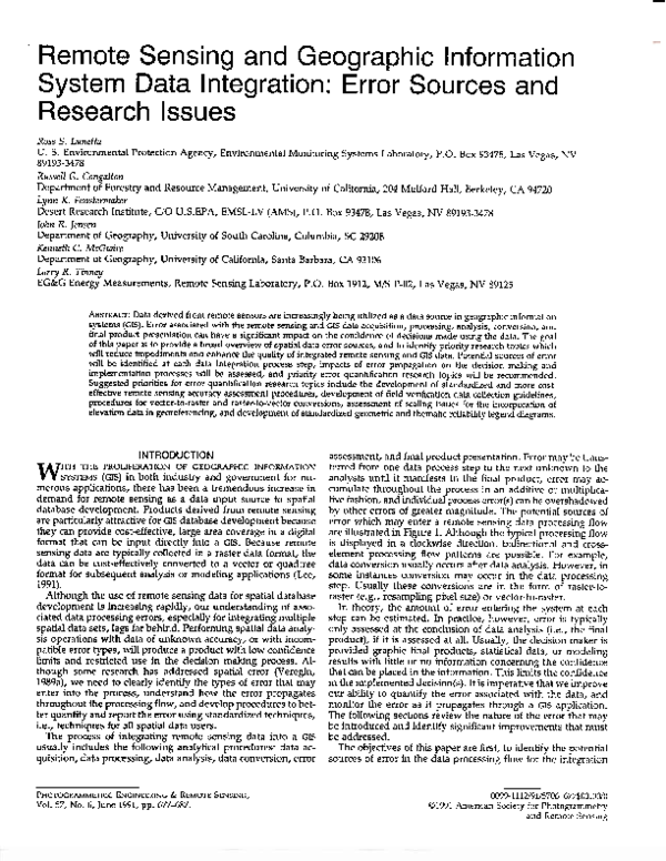 (PDF) Remote sensing and geographic information system data integration ...